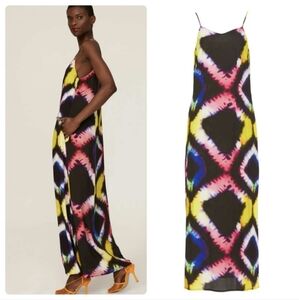 Busayo Black Tie Dye Maxi Slip Dress - Summer Easy Flowy Vacation Designer